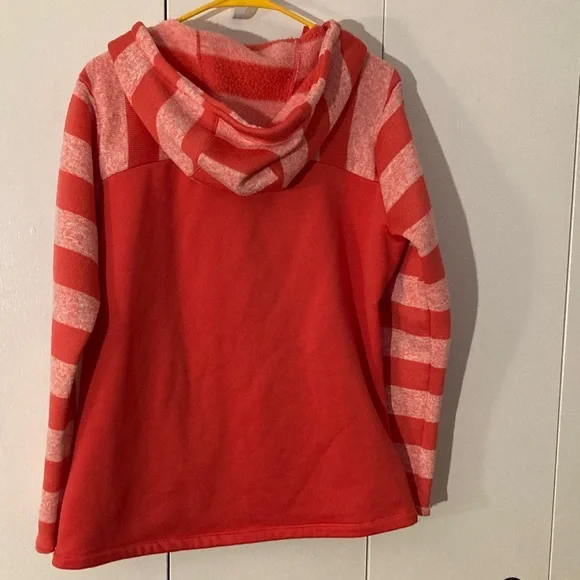 Red and Pink Striped Hooded Pullover Avalanche size L women - Picture 2 of 7